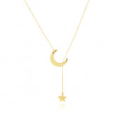 Colier argint cu luna si stea placat cu aur galben DiAmanti CEL073NY-AS